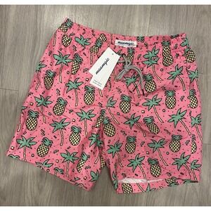 Men's Maamgic Swim Trunks Swimwear Bathing Suit Size Medium Pink Pineapple Trees